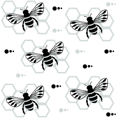 Handdrawn Bees Pattern 20 Quilting Cotton Fabric