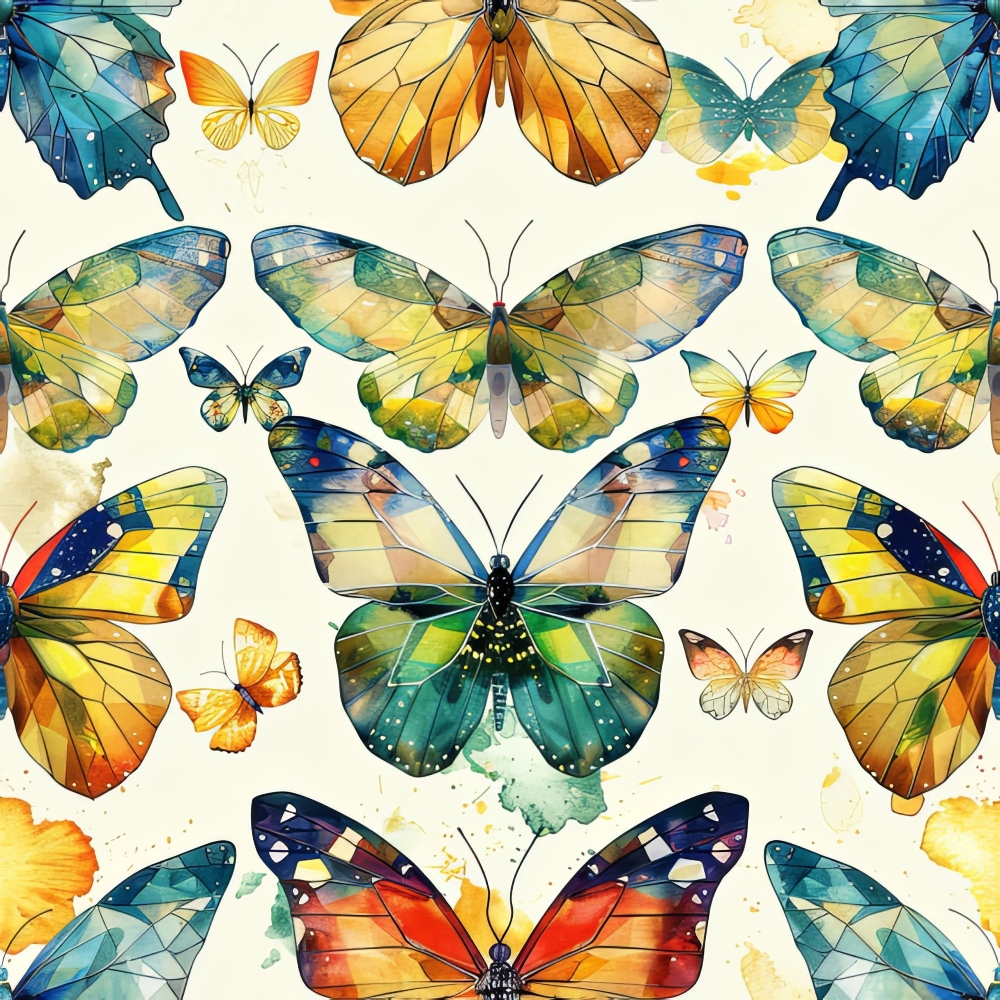 Geometric Butterflies Pattern 14 Quilting Cotton Fabric