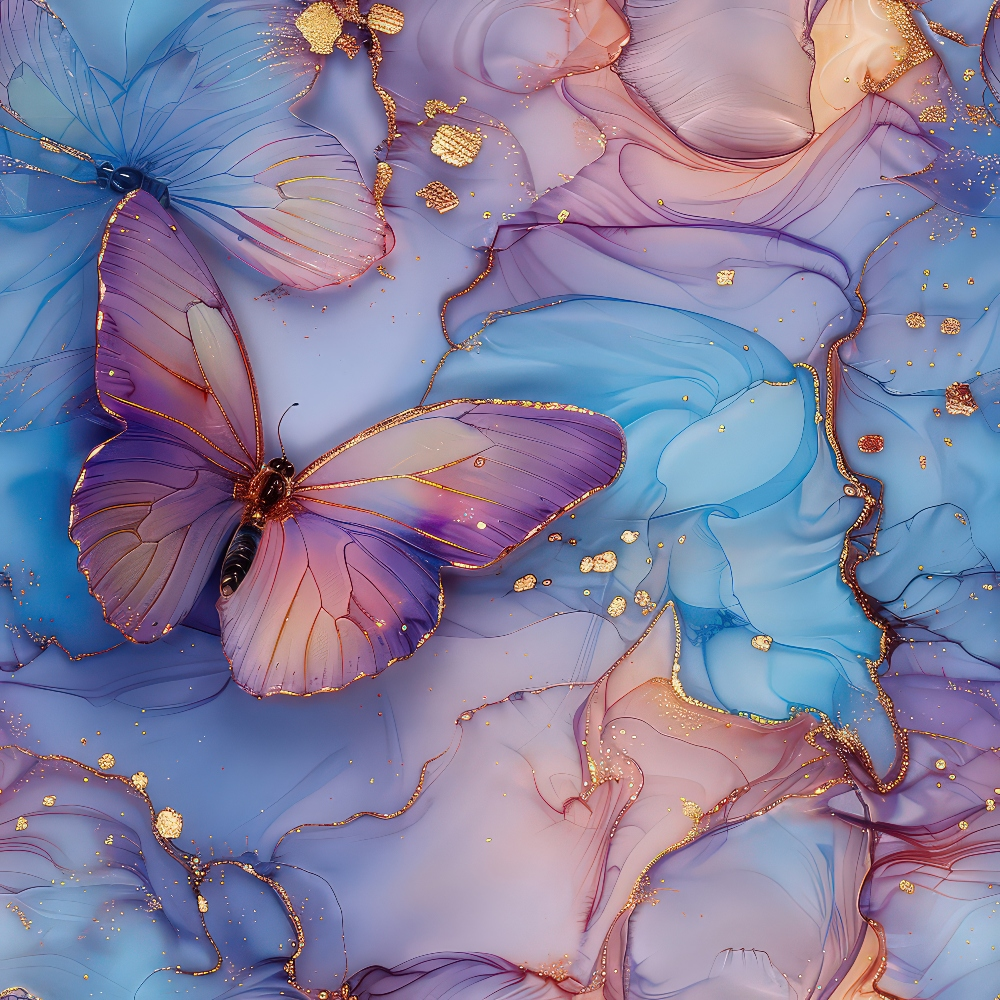 Pastel Alcohol Ink Butterfly Pattern 9 Quilting Cotton Fabric