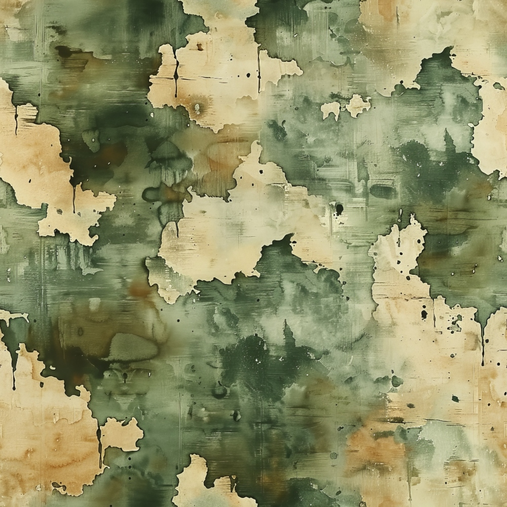 - Watercolor Camouflage Grunge Pattern 6 Quilting Cotton Fabric  
- green, beige, brown, olive, tan  
- abstract, blotchy, textured, distressed, rustic  
- cotton, quilting, soft, durable, fabric, textile, yardage