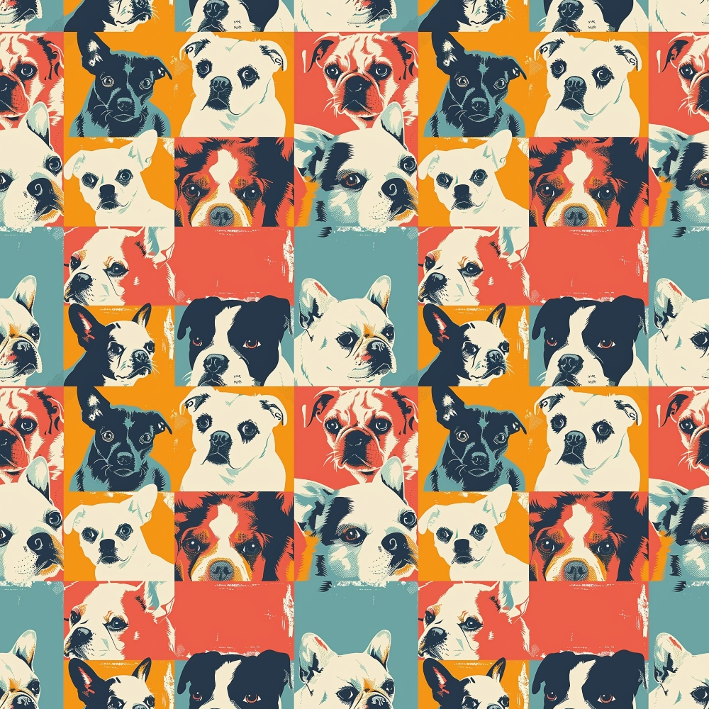 Posing Dogs Pattern 4 Quilting Cotton Fabric
