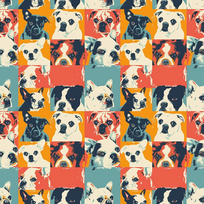 Posing Dogs Pattern 4 Quilting Cotton Fabric