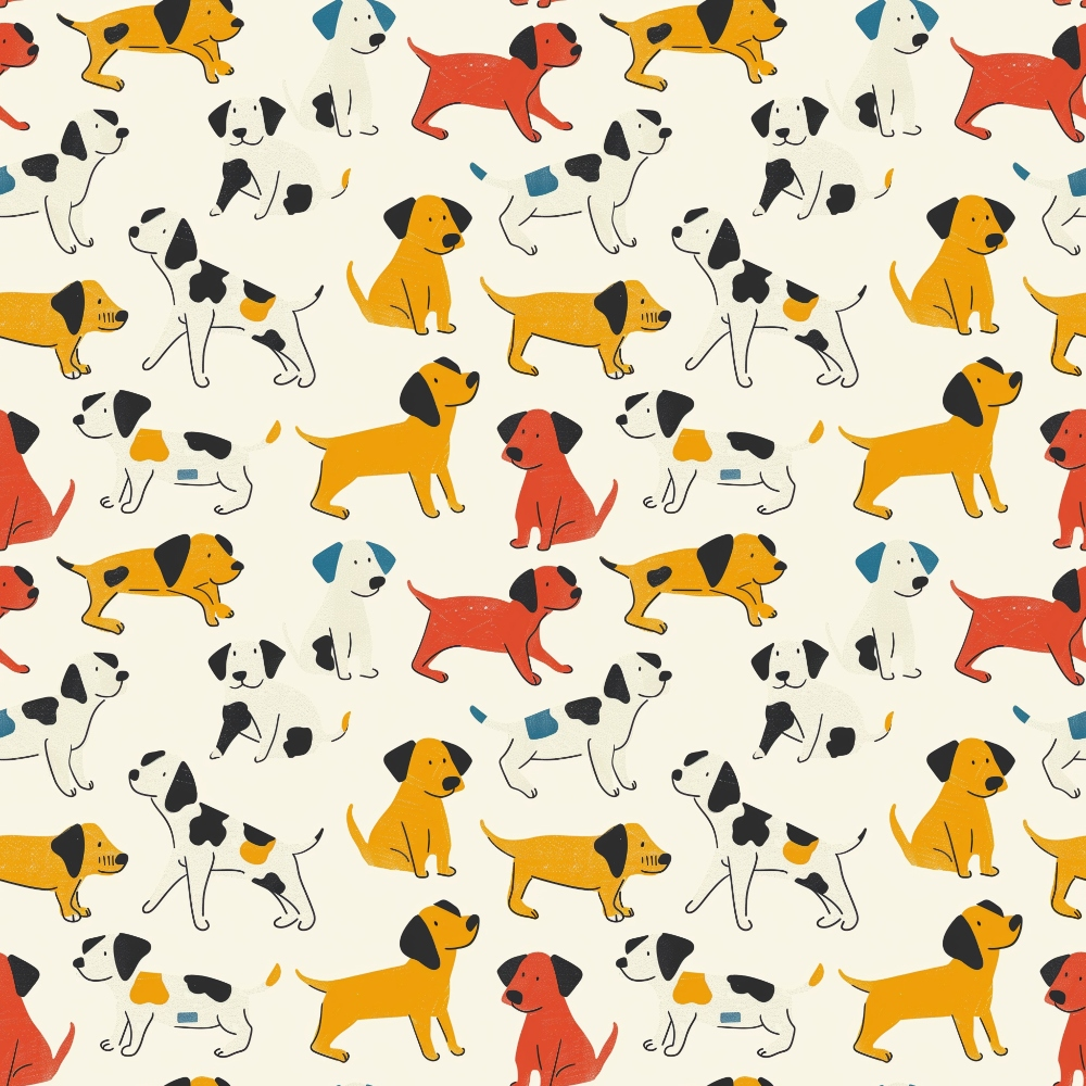 Posing Dogs Pattern 6 Quilting Cotton Fabric
