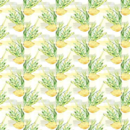 Watercolor Happy Sukkot Pattern 10 Quilting Cotton Fabric
