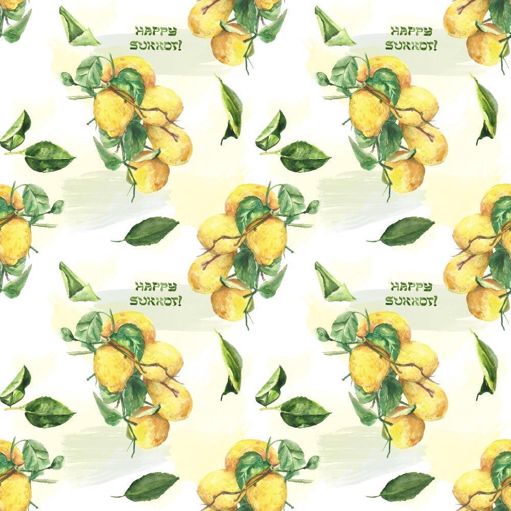 Watercolor Happy Sukkot Pattern 13 Quilting Cotton Fabric