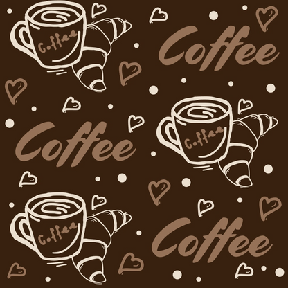 Handdrawn Coffee Brown Pattern 4 Quilting Cotton Fabric