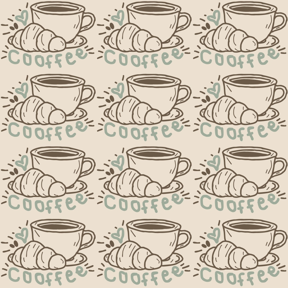 Handdrawn Coffee Pattern 7 Quilting Cotton Fabric