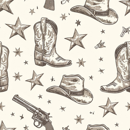 Cowboy Charm Pattern 6 Quilting Cotton Fabric