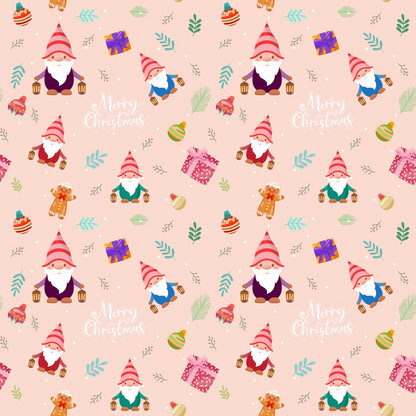 Pink Christmas Gnomes Pattern 1 Quilting Cotton Fabric