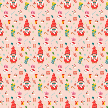 Pink Christmas Gnomes Pattern 2 Quilting Cotton Fabric