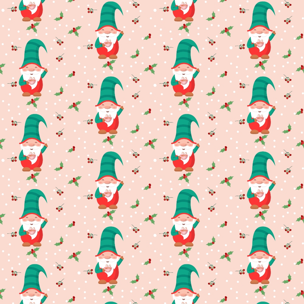 Pink Christmas Gnomes Pattern 3 Quilting Cotton Fabric