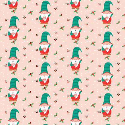 Pink Christmas Gnomes Pattern 3 Quilting Cotton Fabric