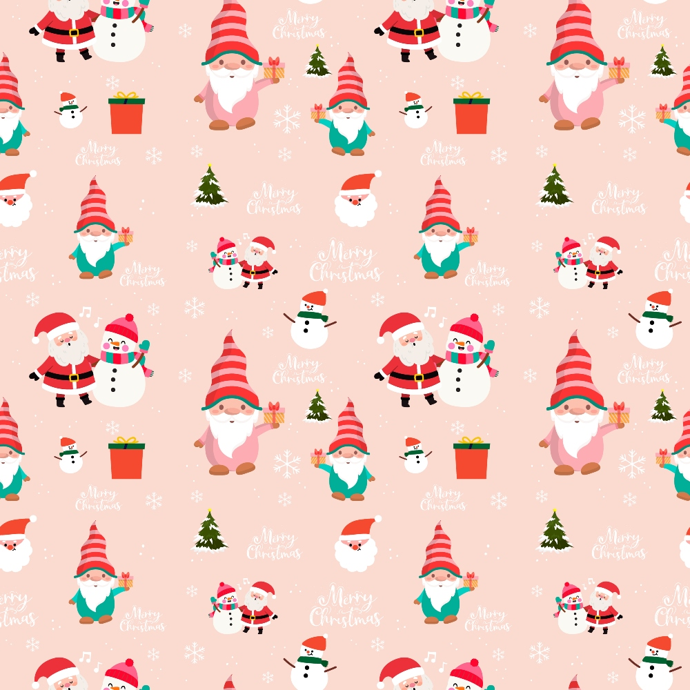 Pink Christmas Gnomes Pattern 4 Quilting Cotton Fabric