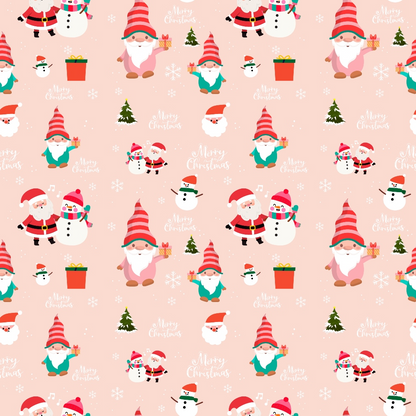 Pink Christmas Gnomes Pattern 4 Quilting Cotton Fabric
