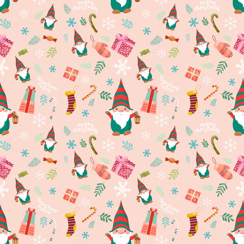 Pink Christmas Gnomes Pattern 5 Quilting Cotton Fabric