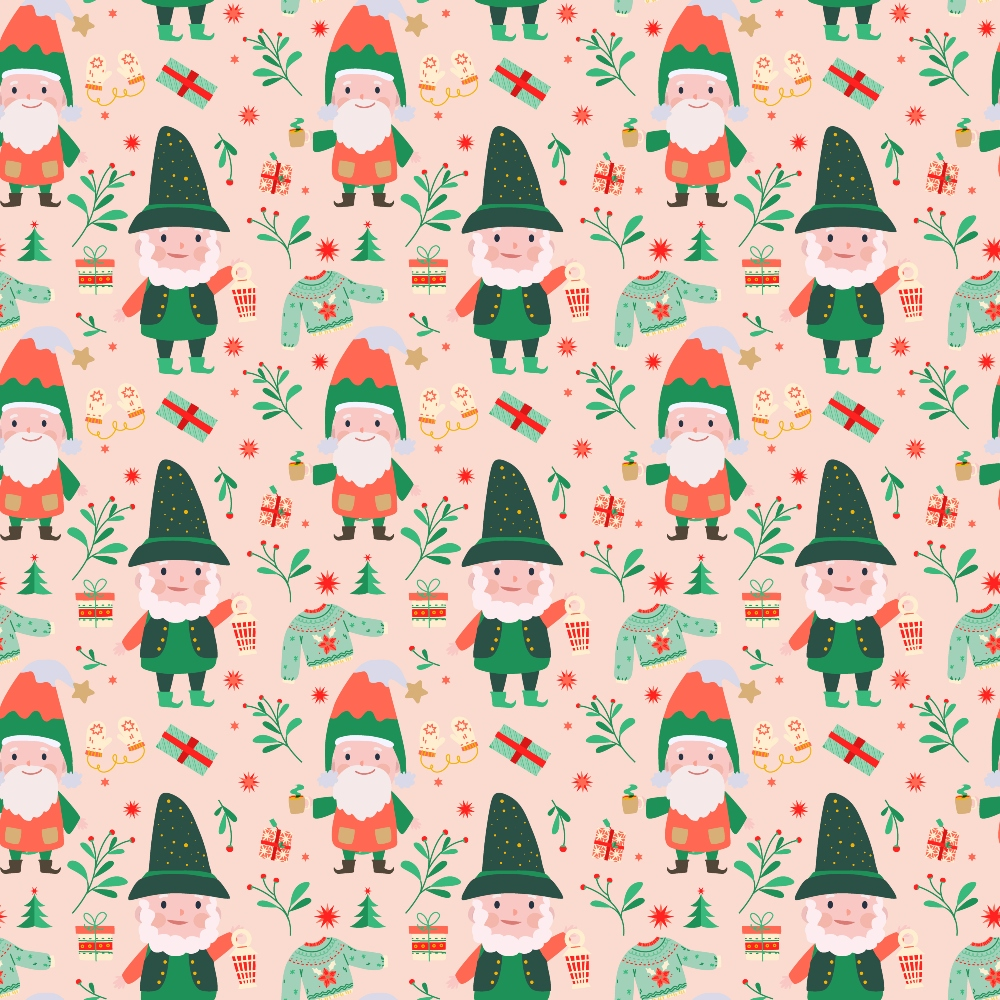Pink Christmas Gnomes Pattern 7 Quilting Cotton Fabric