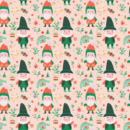 Pink Christmas Gnomes Pattern 7 Quilting Cotton Fabric
