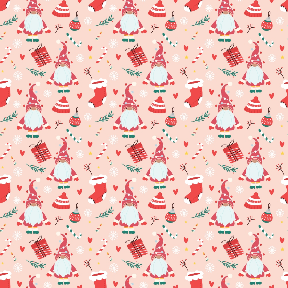 Pink Christmas Gnomes Pattern 8 Quilting Cotton Fabric