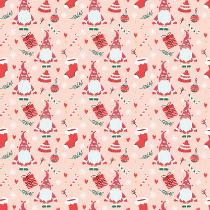 Pink Christmas Gnomes Pattern 8 Quilting Cotton Fabric