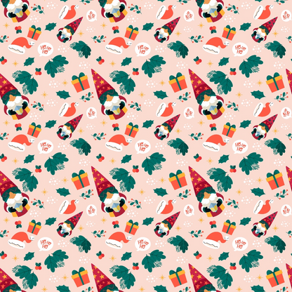 Pink Christmas Gnomes Pattern 11 Quilting Cotton Fabric