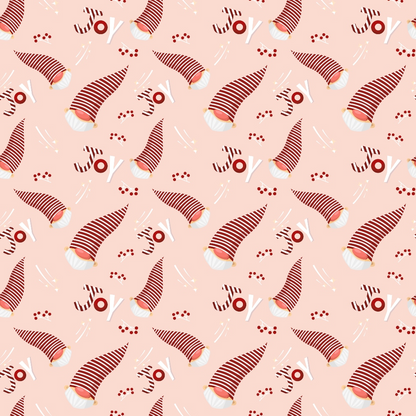 Pink Christmas Gnomes Pattern 14 Quilting Cotton Fabric