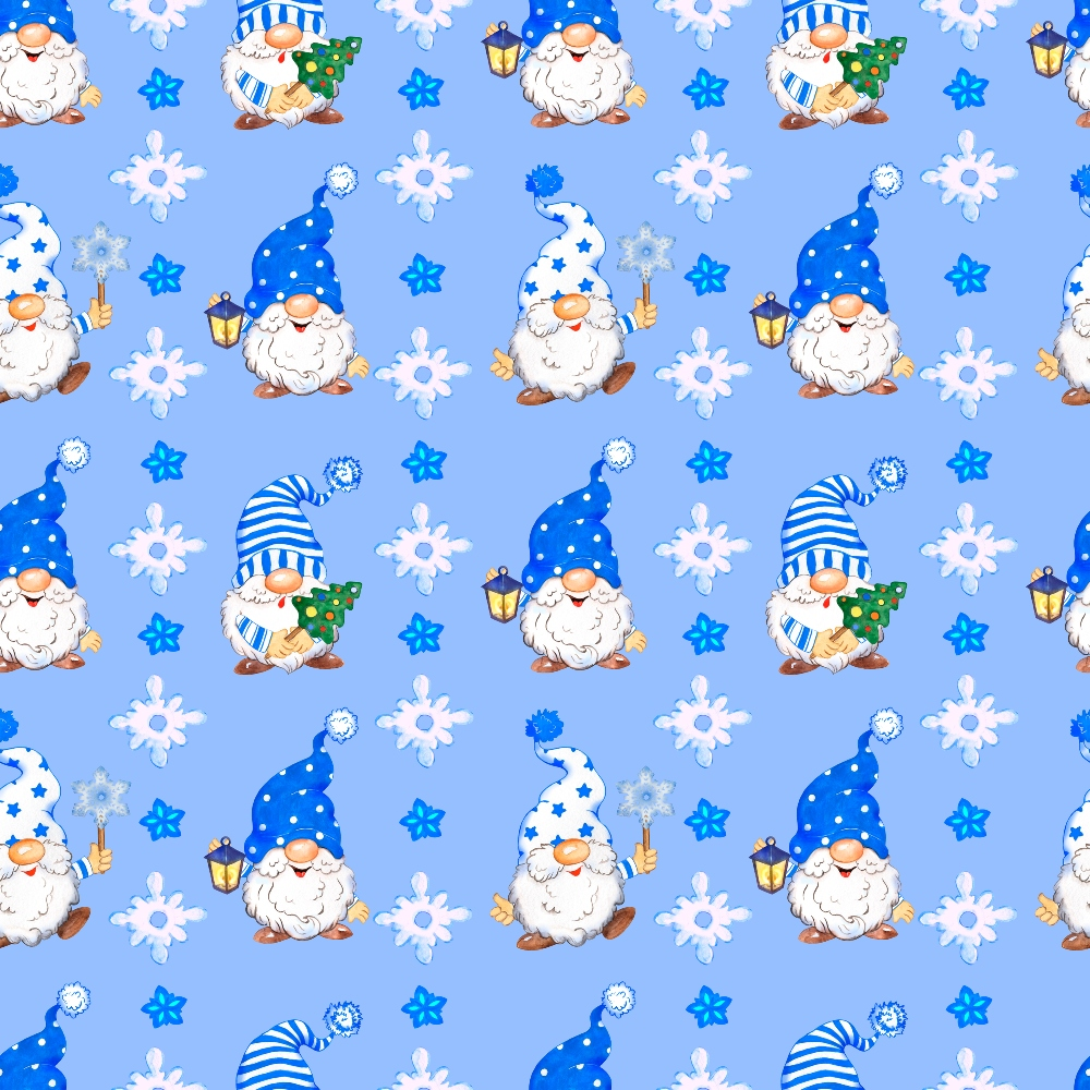 Reindeer and Gnomes Pattern 1 Quilting Cotton Fabric