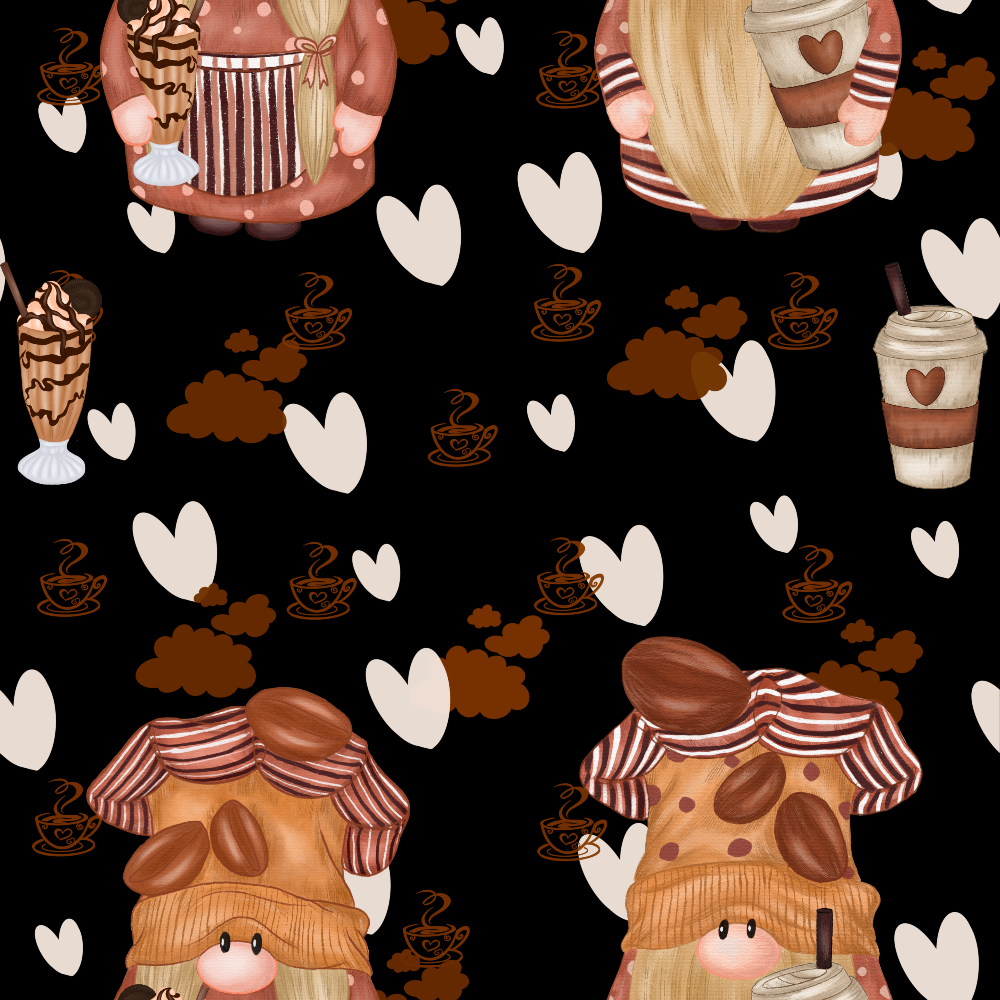 Coffee Gnomes Pattern 8 Quilting Cotton Fabric