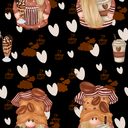 Coffee Gnomes Pattern 8 Quilting Cotton Fabric