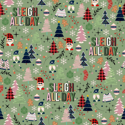 Sleigh All Day Green Quilting Cotton Fabric