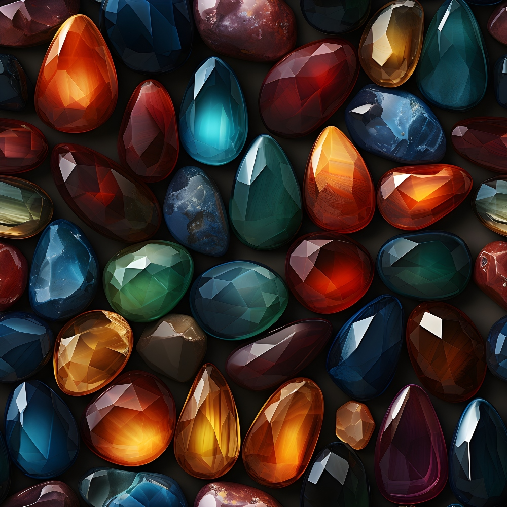 Gemstones and Crystals Pattern 1 Quilting Cotton Fabric