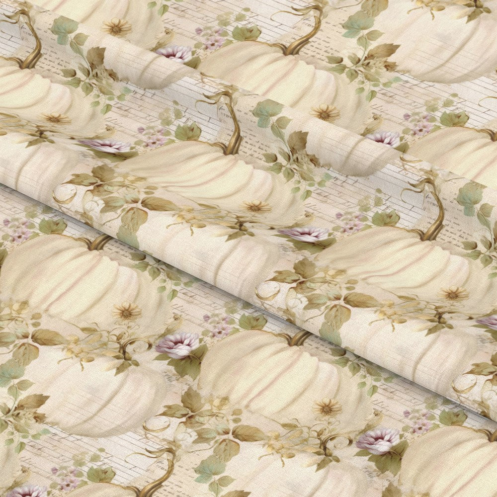 White Fall Pumpkins Pattern 10 Quilting Cotton Fabric