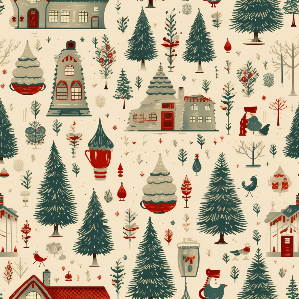 Vintage Christmas Pattern 12 Quilting Cotton Fabric