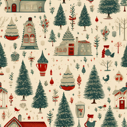 Vintage Christmas Pattern 12 Quilting Cotton Fabric