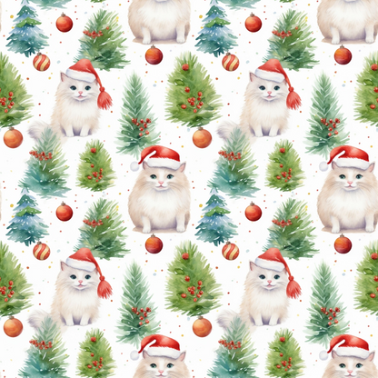 Christmas Santa Kitty Cats Pattern 1 Quilting Cotton Fabric