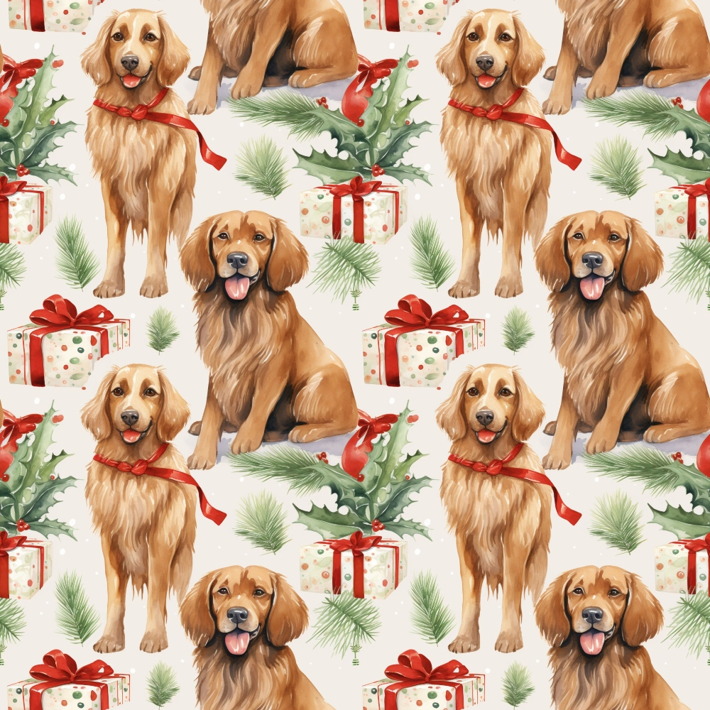 Christmas Santa Puppy Dogs Pattern 8 Quilting Cotton Fabric