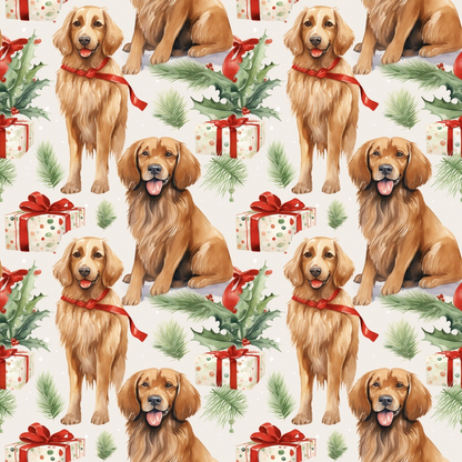Christmas Santa Puppy Dogs Pattern 8 Quilting Cotton Fabric