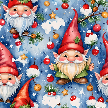 Christmas Gnomes Pattern 4 Quilting Cotton Fabric