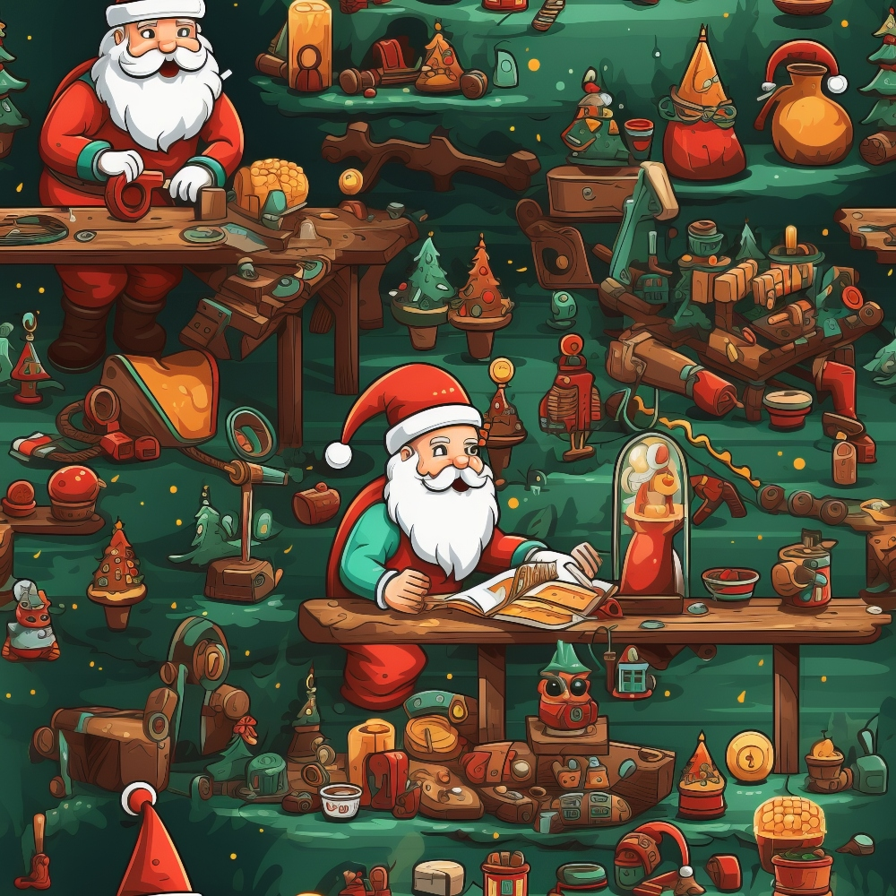 Santa's Workshop Pattern 3 Quilting Cotton Fabric