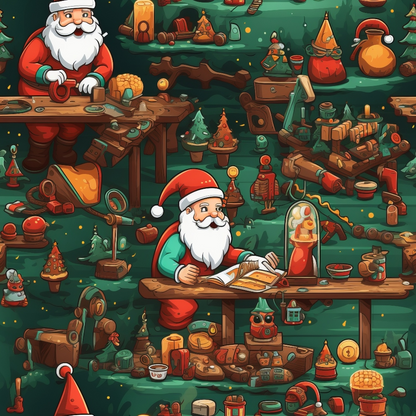Santa's Workshop Pattern 3 Quilting Cotton Fabric