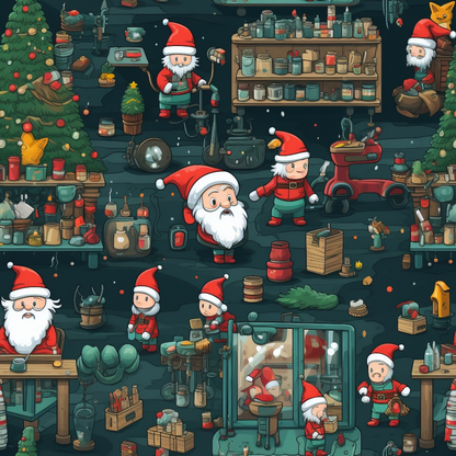 Santa's Workshop Pattern 4 Quilting Cotton Fabric