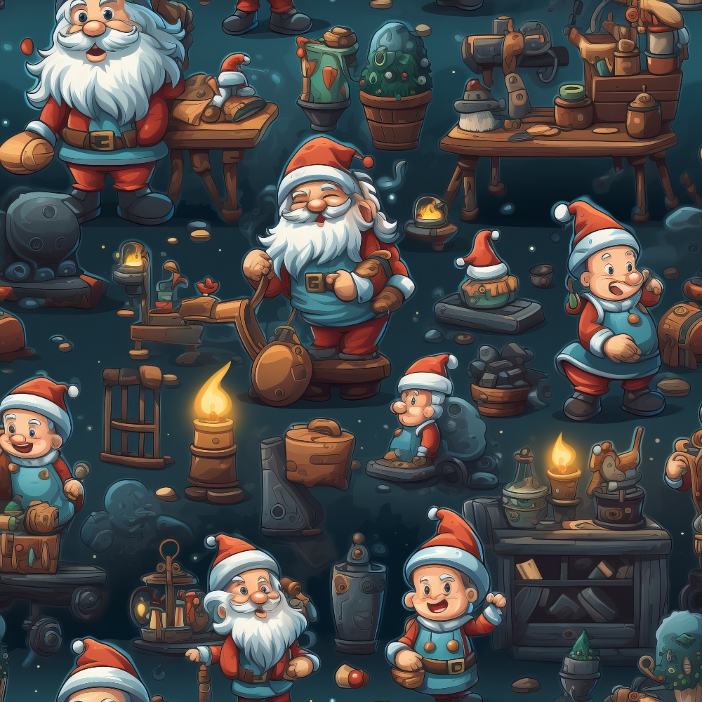 Santa's Workshop Pattern 5 Quilting Cotton Fabric
