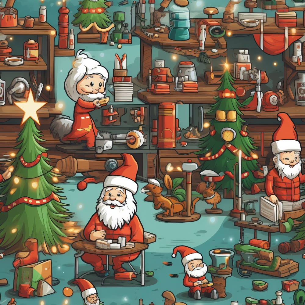 Santa's Workshop Pattern 6 Quilting Cotton Fabric