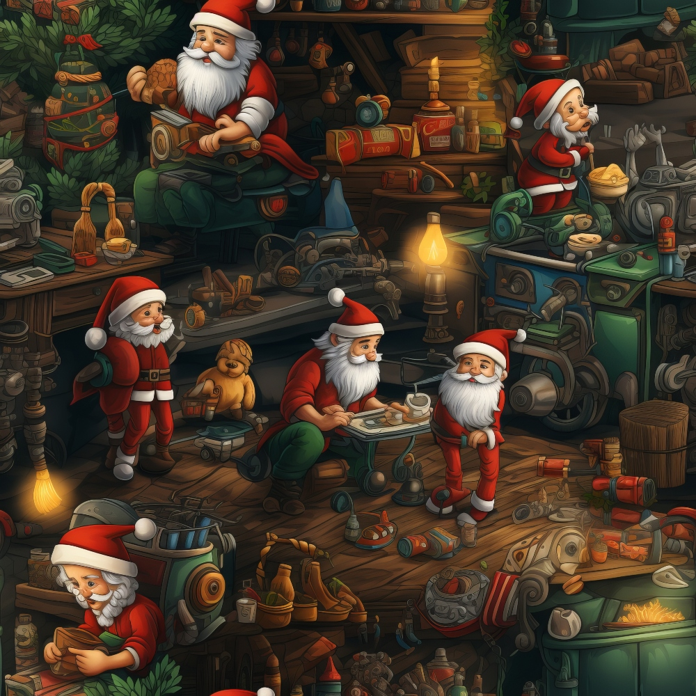 Santa's Workshop Pattern 7 Quilting Cotton Fabric