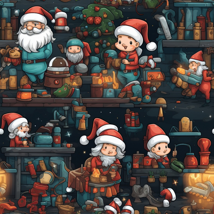 Santa's Workshop Pattern 9 Quilting Cotton Fabric