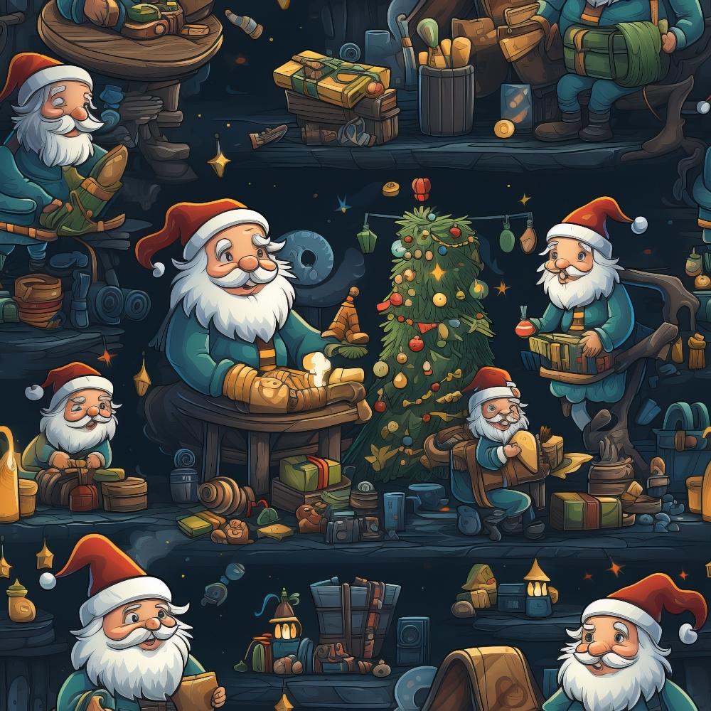 Santa's Workshop Pattern 11 Quilting Cotton Fabric