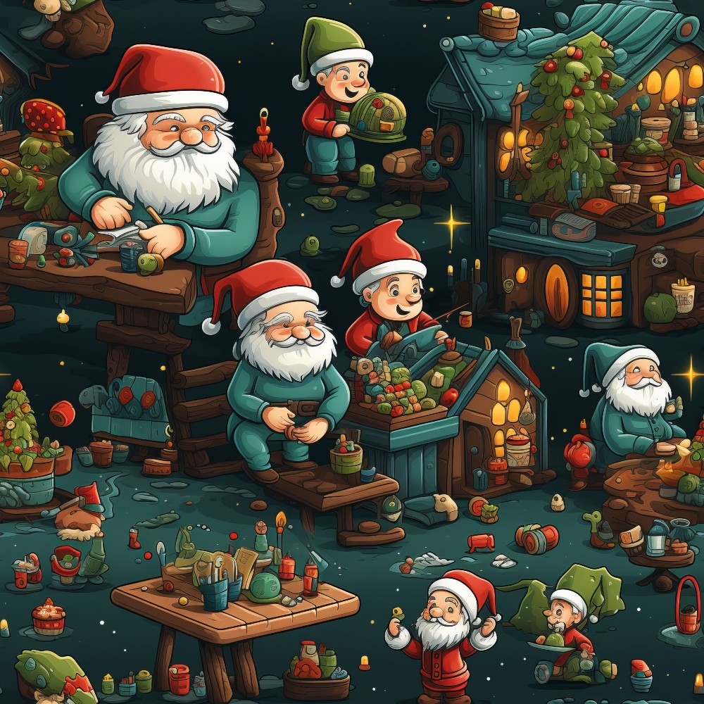 Santa's Workshop Pattern 12 Quilting Cotton Fabric