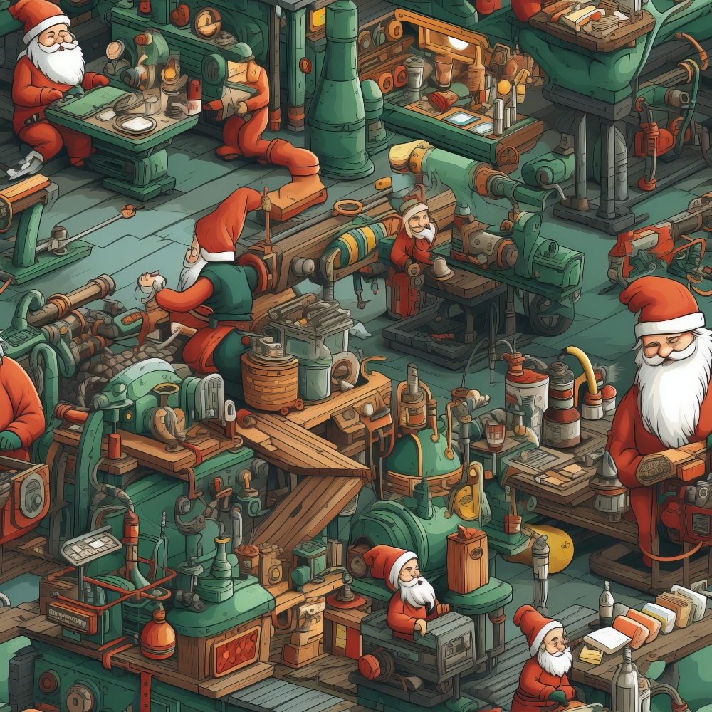 Santa's Workshop Pattern 14 Quilting Cotton Fabric