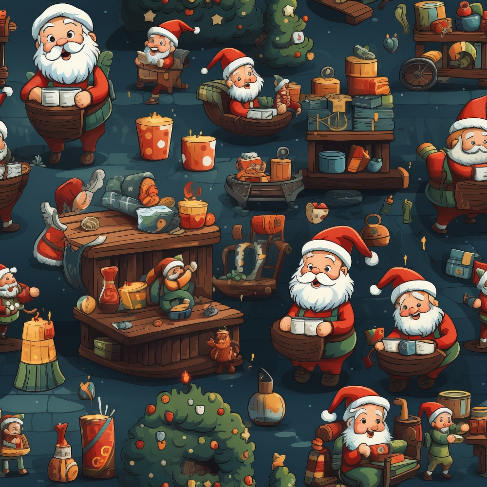 Santa's Workshop Pattern 16 Quilting Cotton Fabric