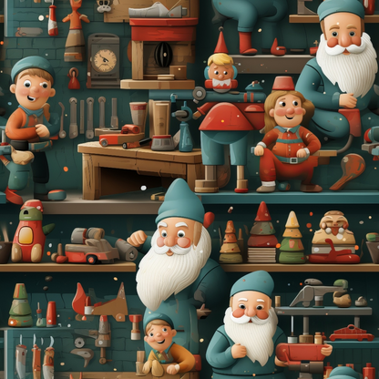 Santa's Workshop Pattern 22 Quilting Cotton Fabric