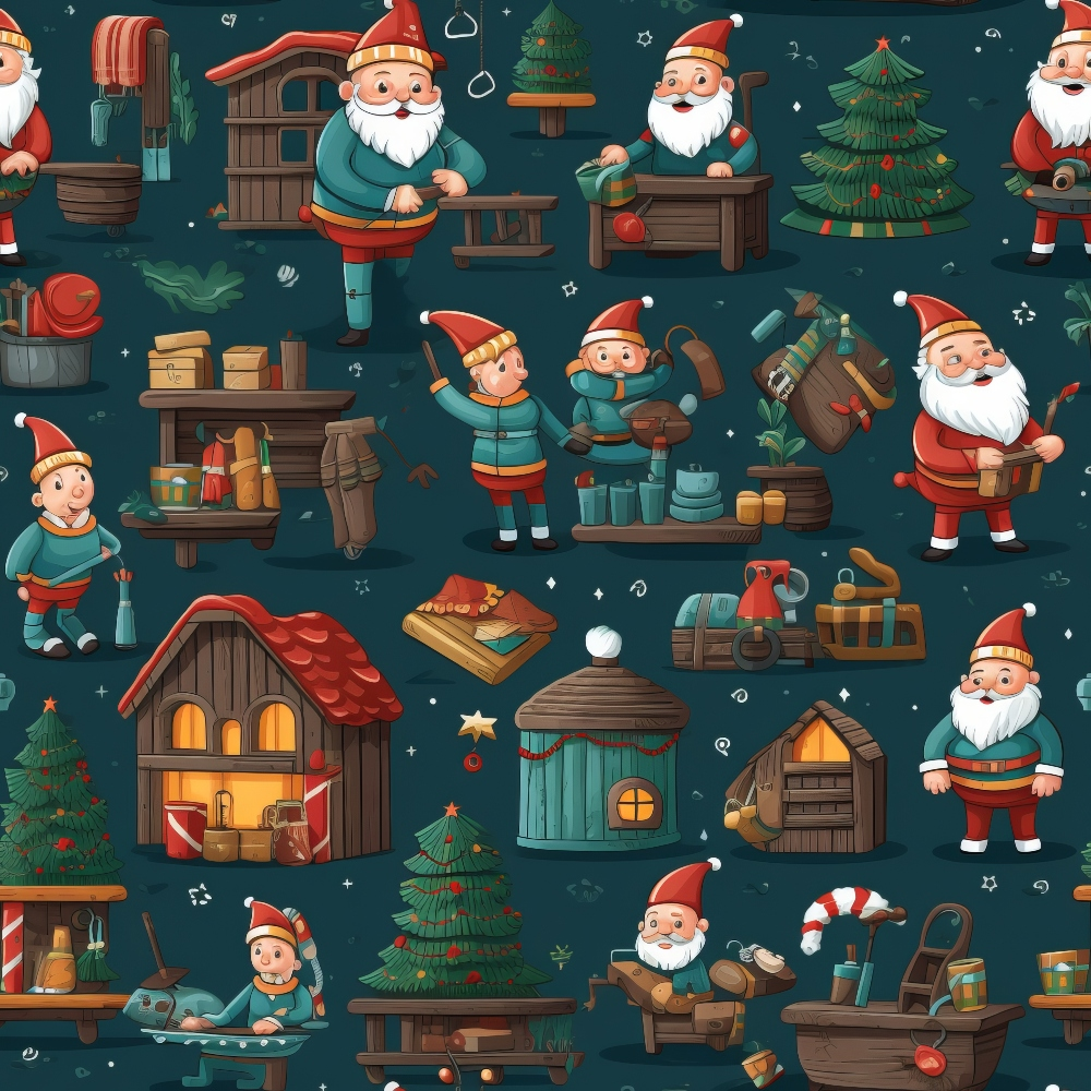 Santa's Workshop Pattern 23 Quilting Cotton Fabric